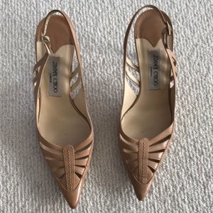 Jimmy Choo tan slingback pumps